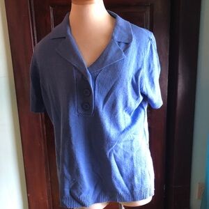 White Stag Vintage NWT blue 3 button notched collar/ short sleeve/ ribbing